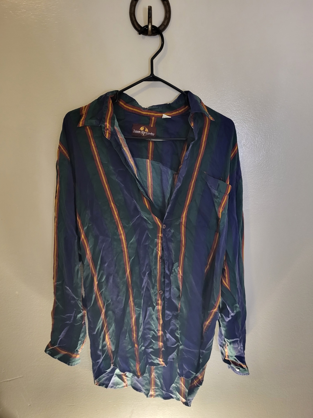Men's Navy Striped Button-Up Shirt